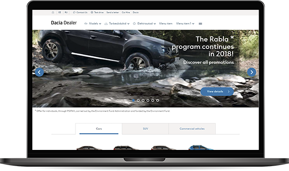 Image illustrating Dacia's website