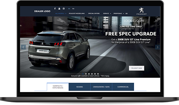 Image illustrating Peugeot's website
